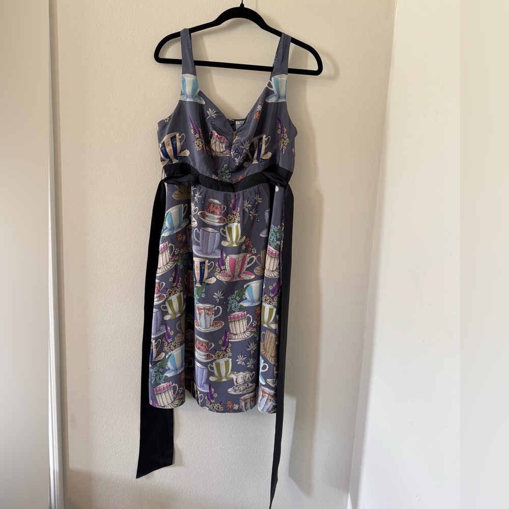 Floreat Blue Tea Cup Print Mini Dress